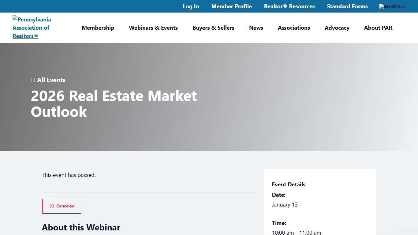 Jan 13: Real Estate Market Outlook - Pennsylvania Association of Realtors