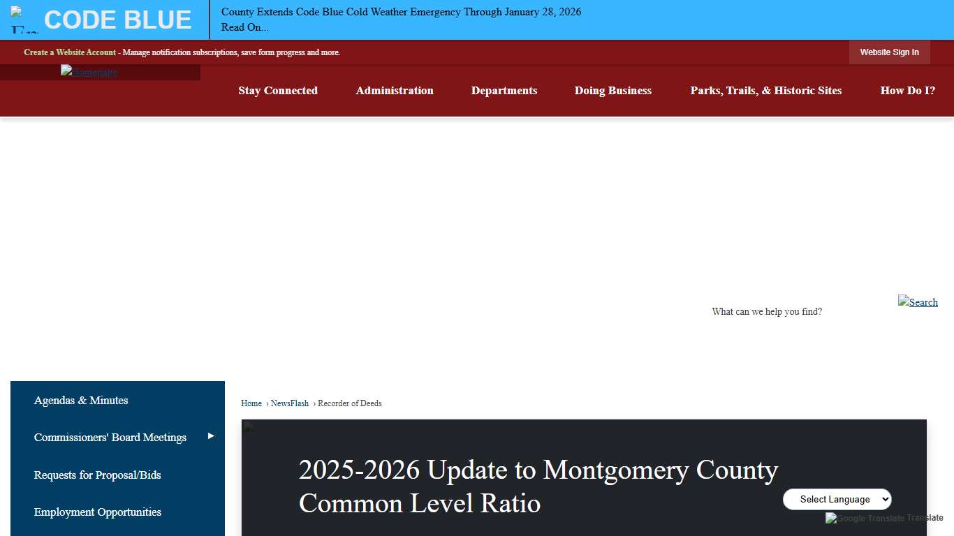 2025-2026 Update to Montgomery County Common Level Ratio • Montgomery County, PA